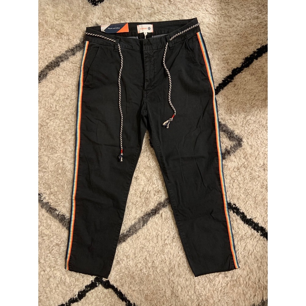 Sundry Rainbow Navy Cropped Trousers & Rope Belt
